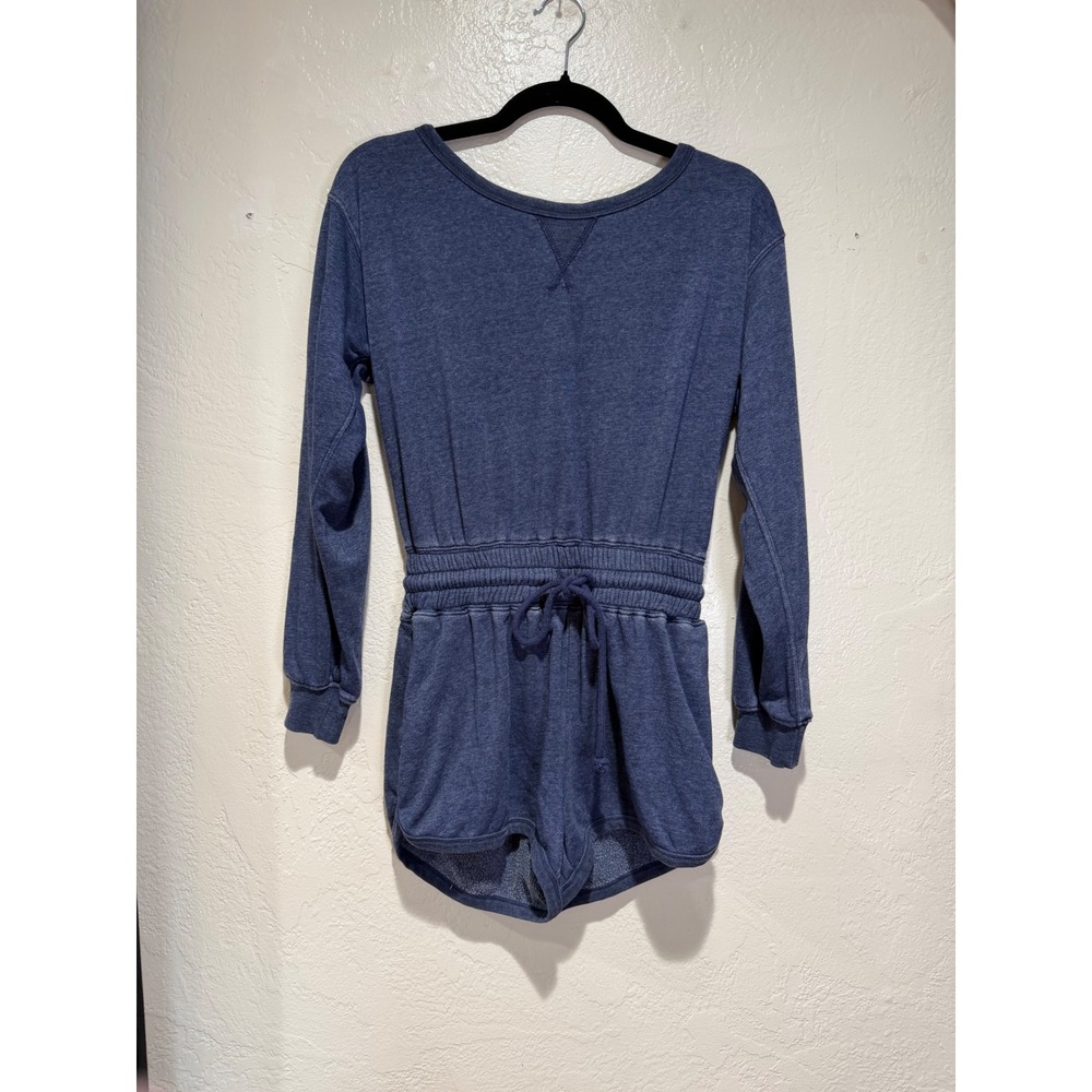 As‎ revival Blue Long Sleeve  Romper Heart Cutout Back Drawstring Waist xs
